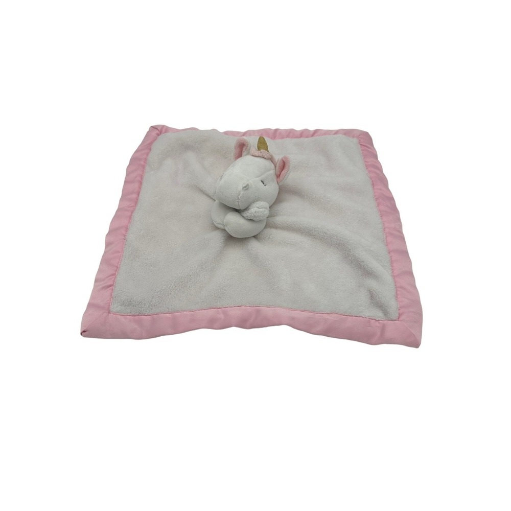 Carter's UNICORN LOVEY Security Blankie Plush Lovie White Pink Blanket A2